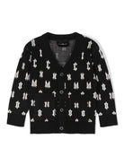 Cardigan con logo per neonato John Richmond Junior nero con scollo a V - Rubino Kids