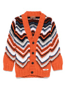 Cardigan con motivo a zigzag per bambino Missoni Kids arancione con orlo dritto - Rubino Kids