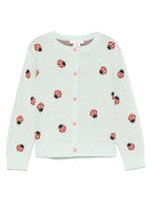 Cardigan con motivo jacquard per bambina Stella McCartney Kids verde con girocollo - Rubino Kids