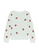 Cardigan con motivo jacquard per bambina Stella McCartney Kids verde con girocollo - Rubino Kids