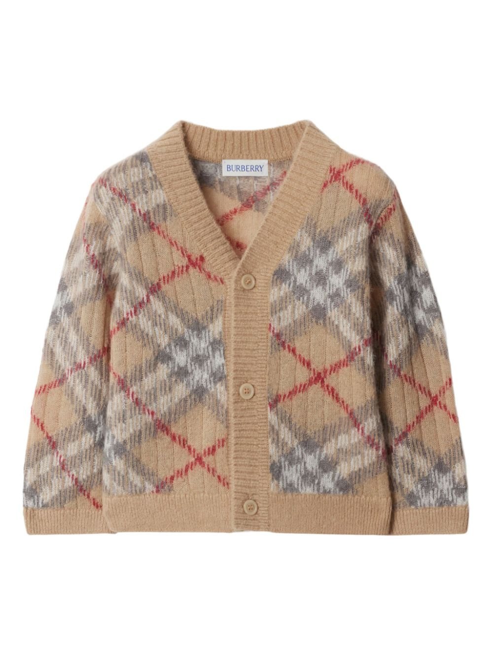 Cardigan con motivo Vintage Check per neonato Burberry Kids beige con maniche lunghe - Rubino Kids