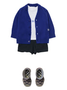 Cardigan con ricamo EKD per neonato Burberry Kids blu con scollo a V - Rubino Kids