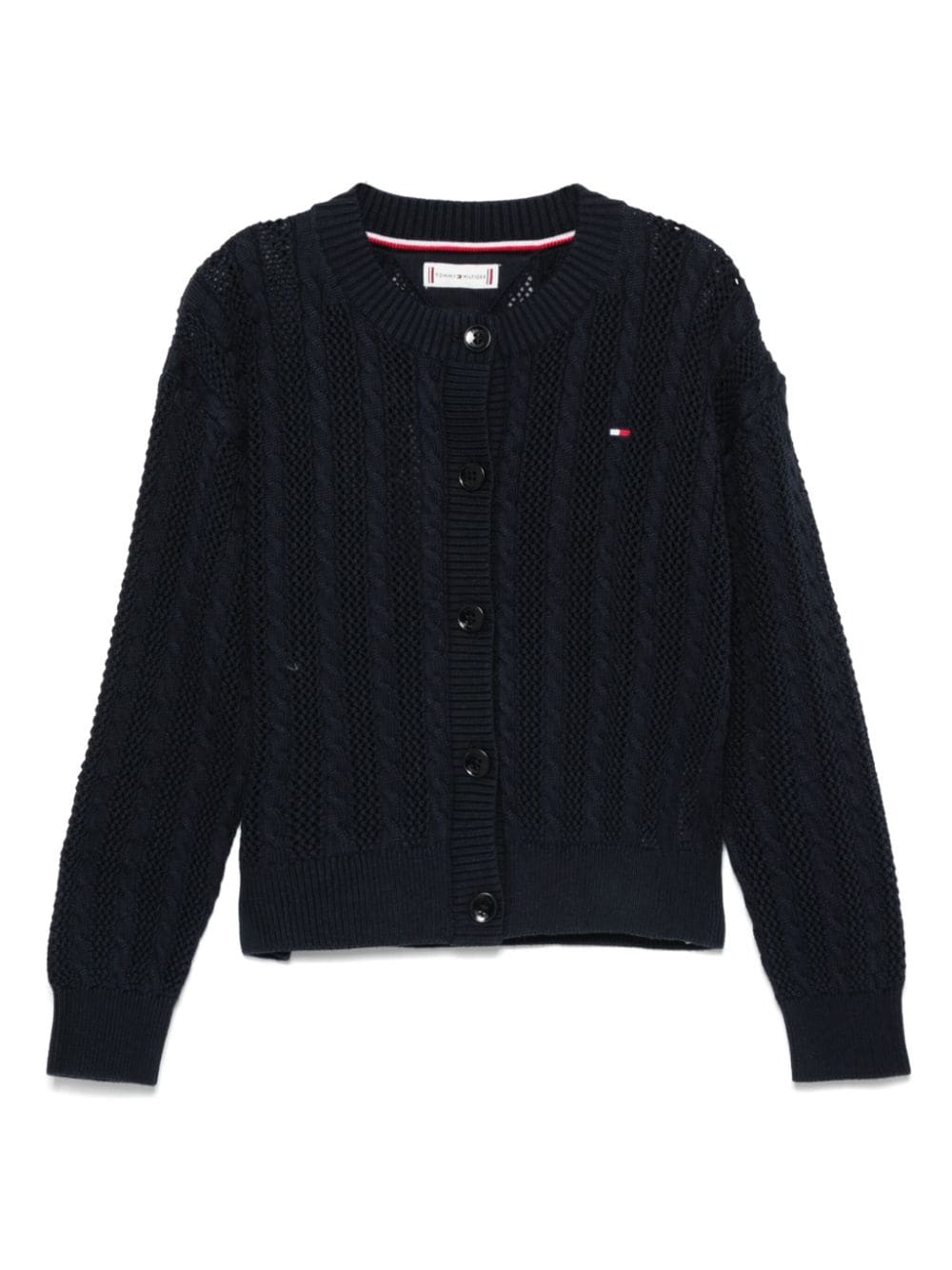 Cardigan con ricamo per bambina Tommy Hilfiger Junior blu con logo sul petto - Rubino Kids