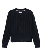 Cardigan con ricamo per bambina Tommy Hilfiger Junior blu con logo sul petto - Rubino Kids