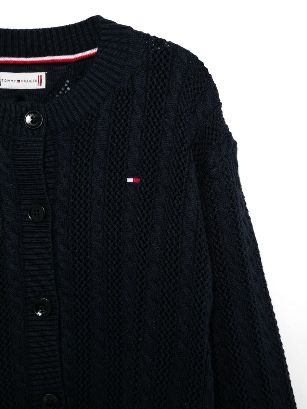 Cardigan con ricamo per bambina Tommy Hilfiger Junior blu con logo sul petto - Rubino Kids