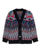 Cardigan con scollo a V per bambina Missoni Kids multicolor con effetto pettinato - Rubino Kids