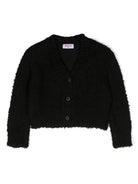 Cardigan con stampa Onde per bambina PUCCI Junior nero con scollo a V - Rubino Kids