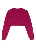 Cardigan crop per bambina Simonetta viola con chiusura frontale con abbottonatura - Rubino Kids