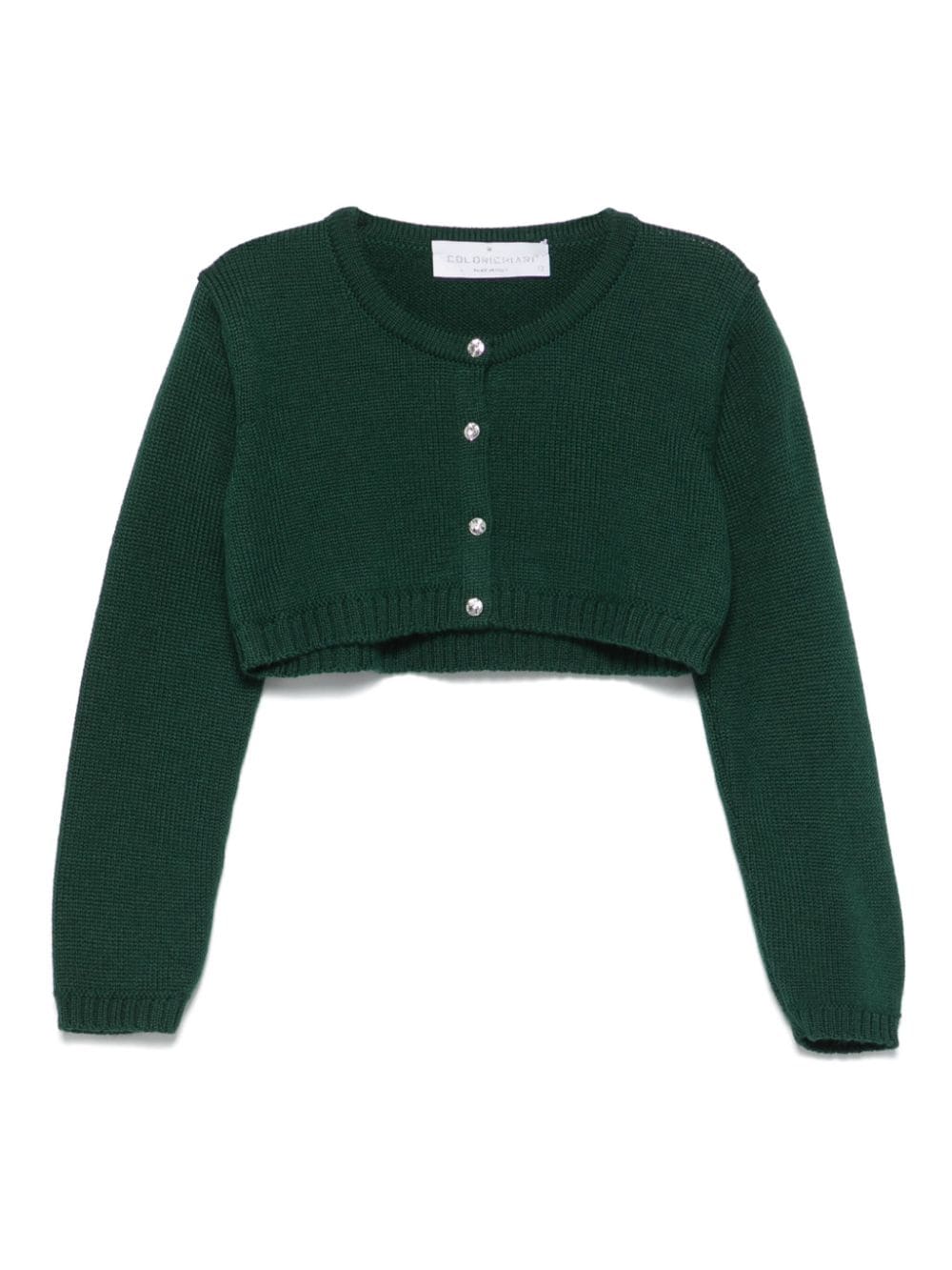 Cardigan crop per neonata Colorichiari verde con design lavorato a maglia - Rubino Kids