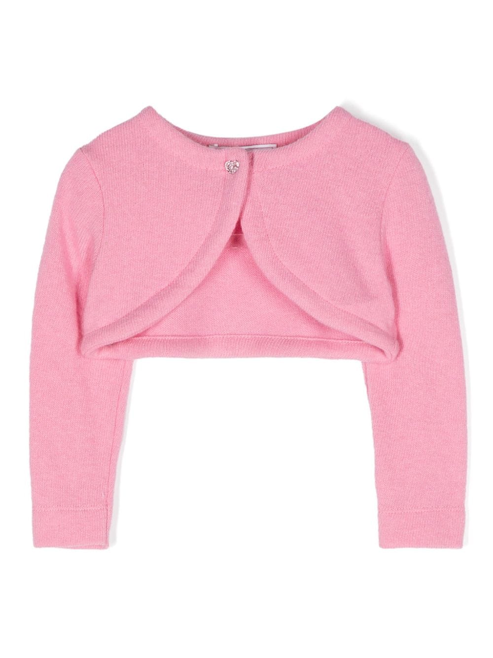 Cardigan crop per neonata Monnalisa rosa con finitura spazzolata - Rubino Kids