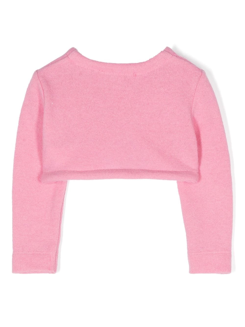 Cardigan crop per neonata Monnalisa rosa con finitura spazzolata - Rubino Kids