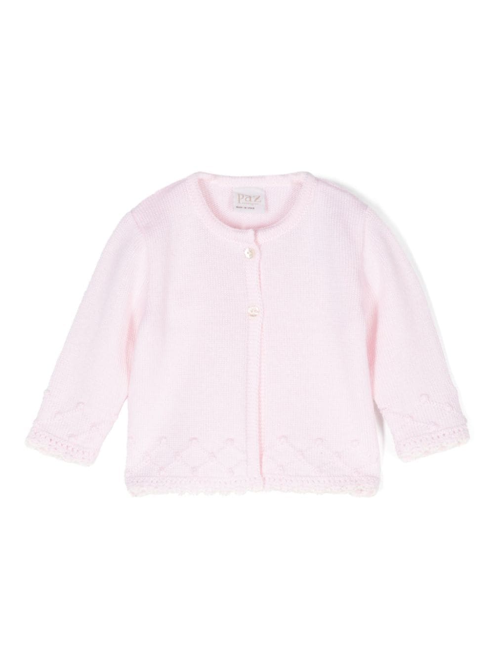 Cardigan di lana per neonata Paz Rodriguez rosa con bordo smerlato - Rubino Kids