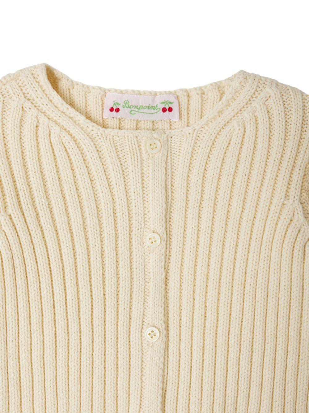 Cardigan Esil per neonata Bonpoint beige con scollo rotondo - Rubino Kids