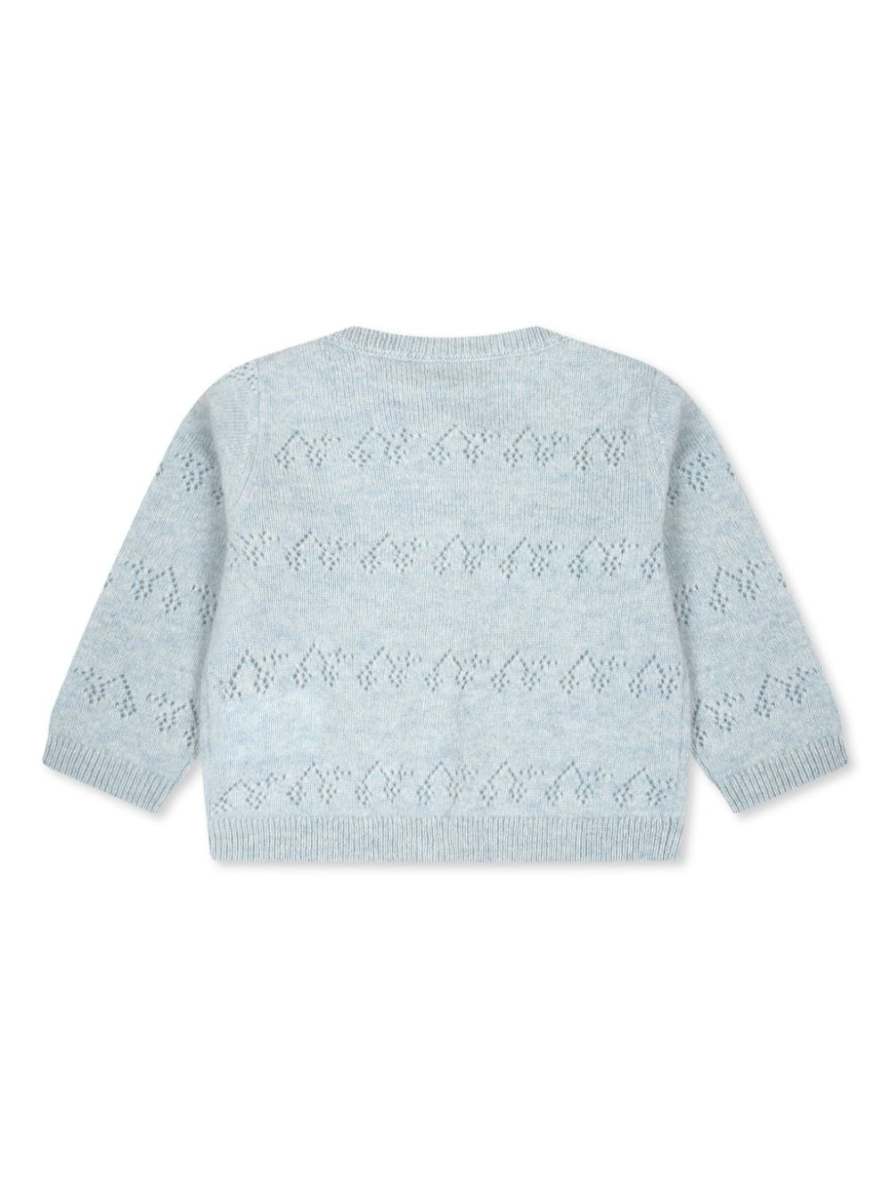 Cardigan in cashmere per neonato Bonpoint azzurro con orlo dritto - Rubino Kids