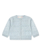 Cardigan in cashmere per neonato Bonpoint azzurro con orlo dritto - Rubino Kids