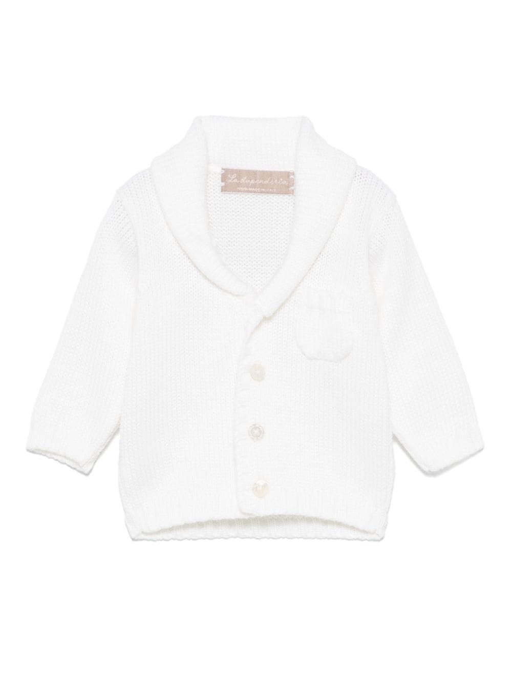 Cardigan in cashmere per neonato La Stupenderia bianco con chiusura frontale con bottoni revers - Rubino Kids