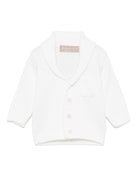 Cardigan in cashmere per neonato La Stupenderia bianco con chiusura frontale con bottoni revers - Rubino Kids