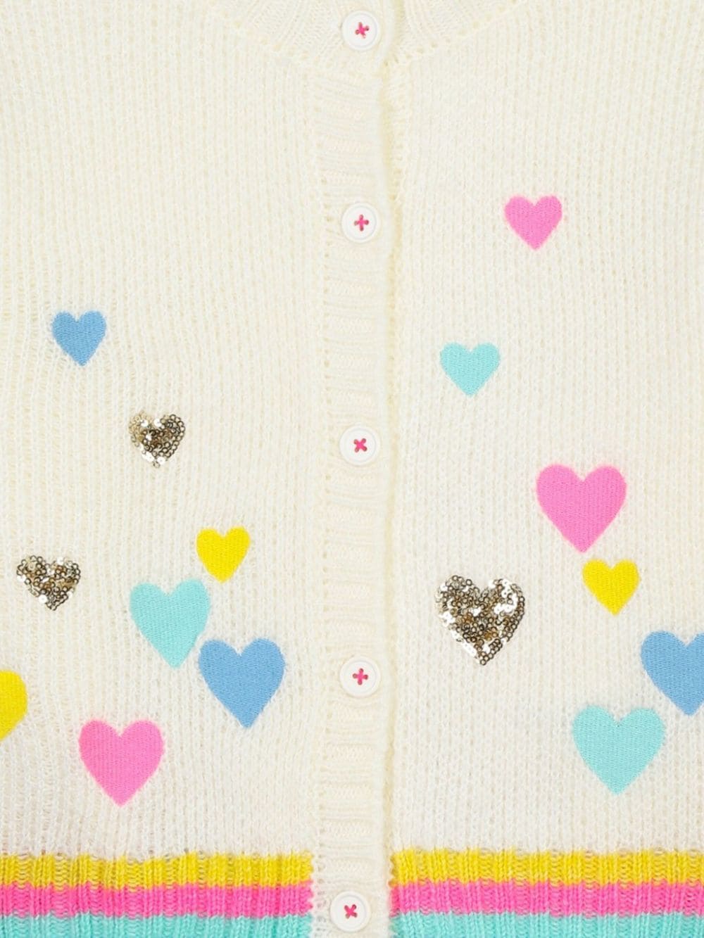 Cardigan per bambina Billieblush bianco con cuori con paillettes - Rubino Kids