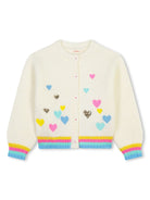 Cardigan per bambina Billieblush bianco con cuori con paillettes - Rubino Kids