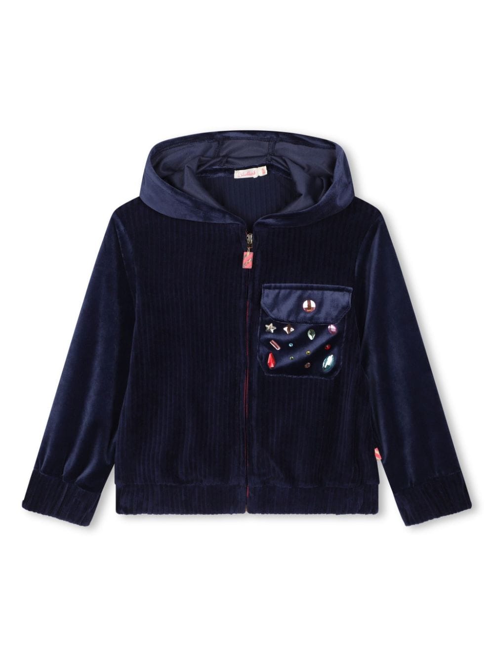 Cardigan per bambina Billieblush blu in velluto a coste con tasca sul petto - Rubino Kids