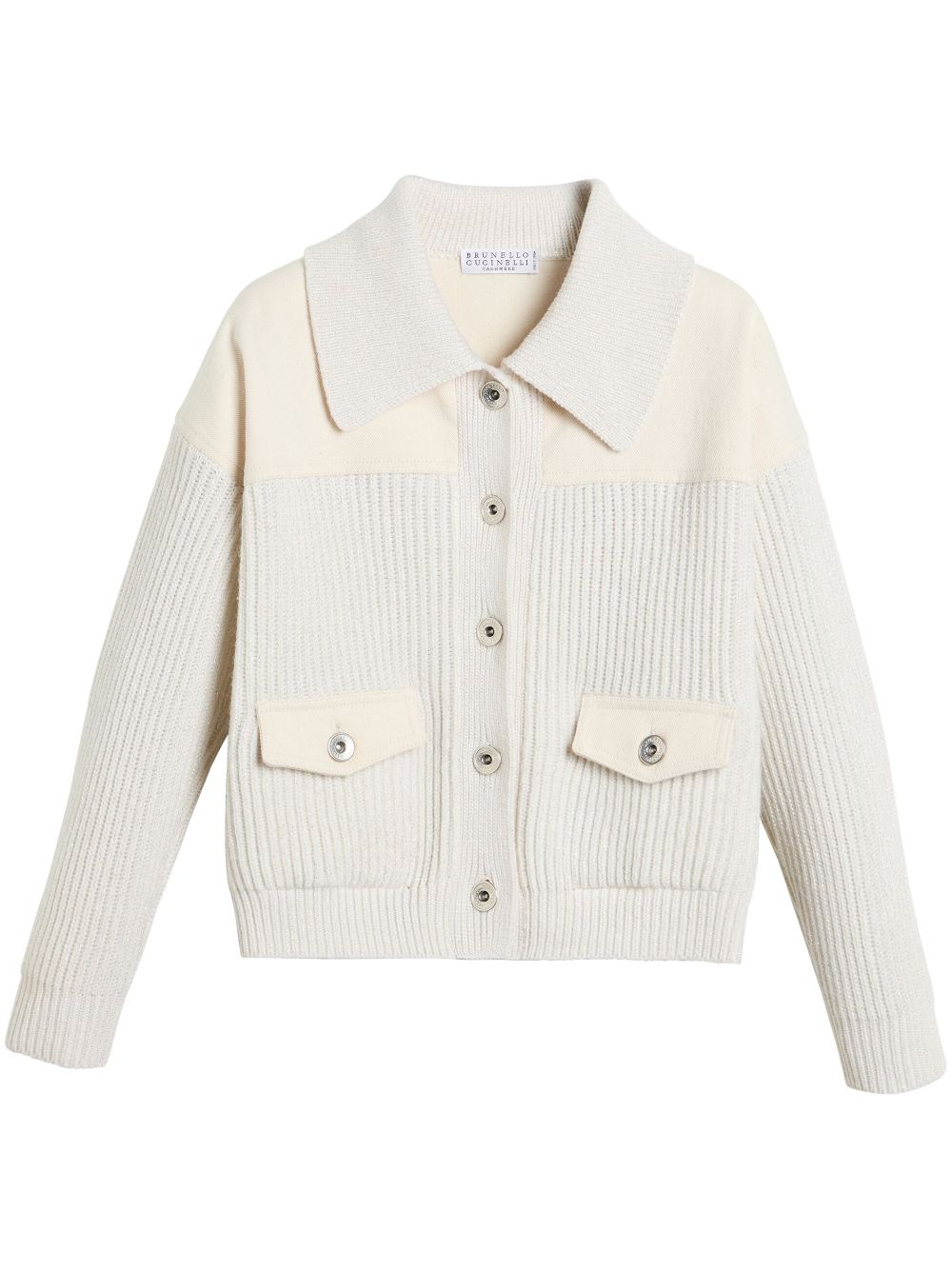 Cardigan per bambina Brunello Cucinelli Kids bianco con lavorazione a coste - Rubino Kids