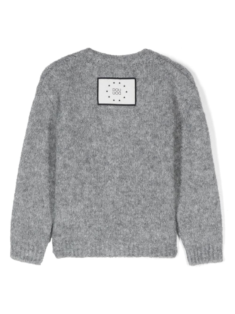 Cardigan per bambina Douuod Kids grigio con logo jacquard - Rubino Kids