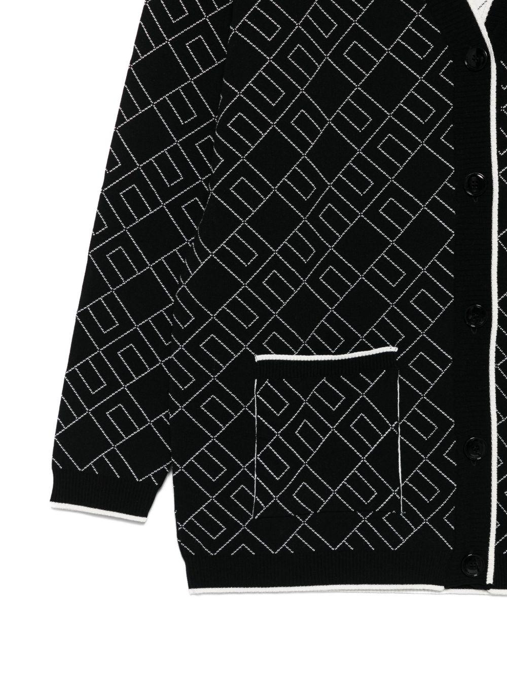 Cardigan per bambina Elisabetta Franchi La Mia Bambina nero con motivo logo all - over - Rubino Kids