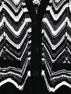 Cardigan per bambina Missoni Kids bianco e nero in maglia chevron con motivo zig zag - Rubino Kids