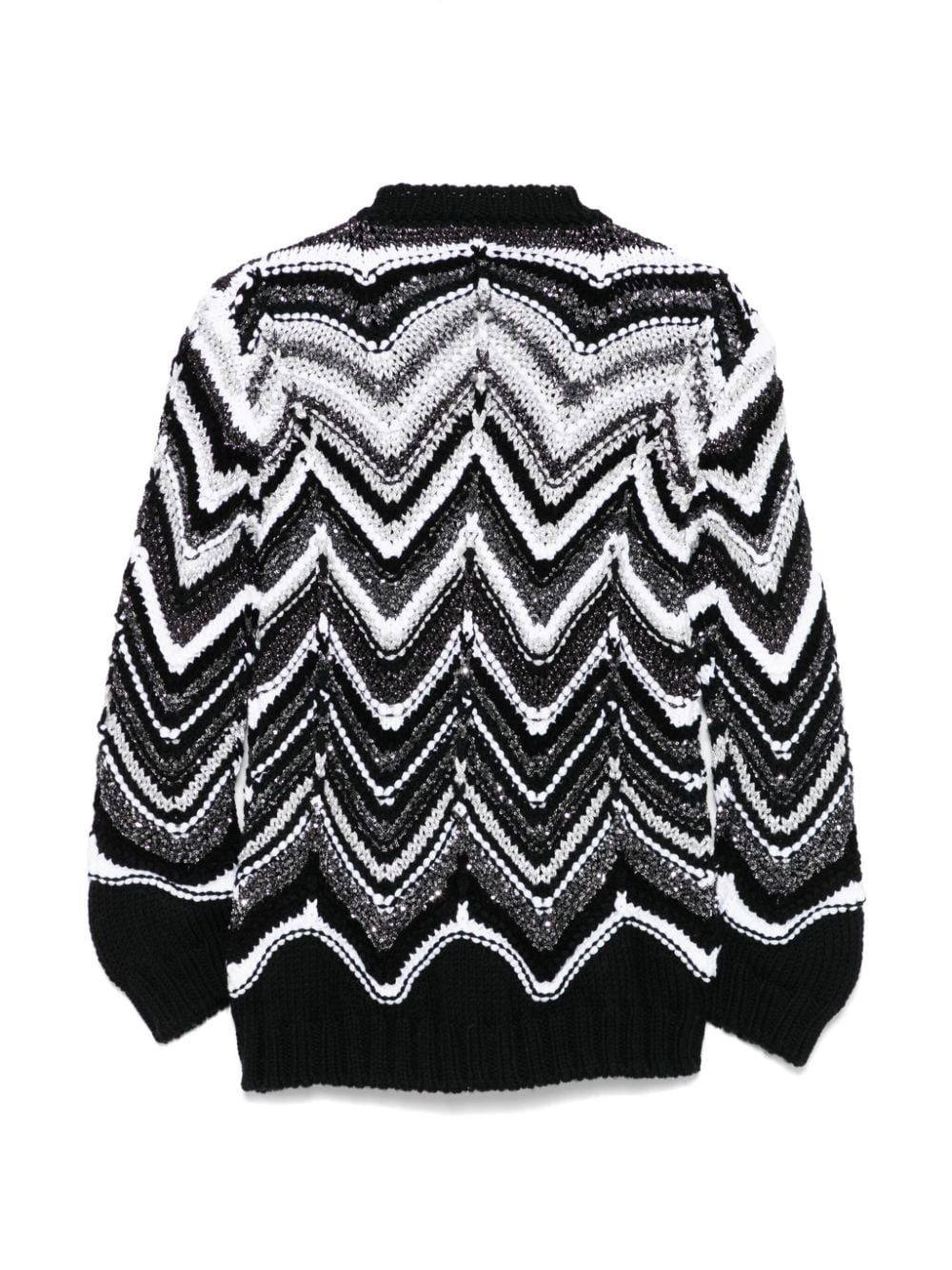 Cardigan per bambina Missoni Kids bianco e nero in maglia chevron con motivo zig zag - Rubino Kids