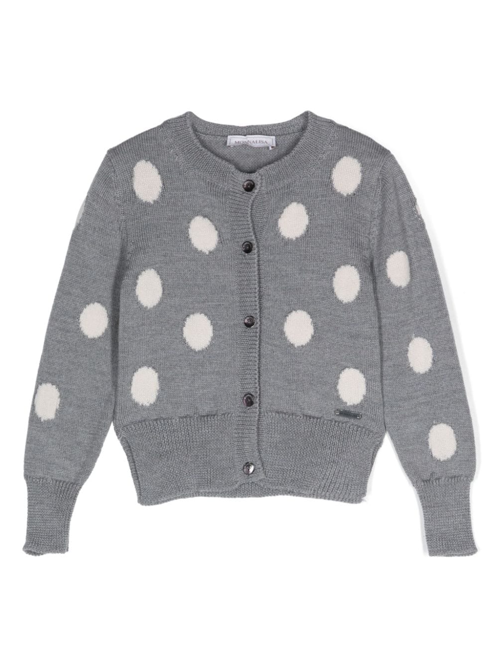 Cardigan per bambina Monnalisa grigio a pois bianchi - Rubino Kids