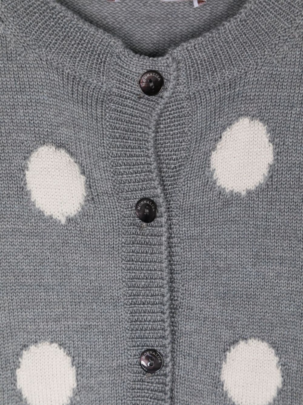 Cardigan per bambina Monnalisa grigio a pois bianchi - Rubino Kids