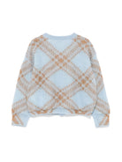 Cardigan per bambino Burberry Kids azzurro a quadri - Rubino Kids