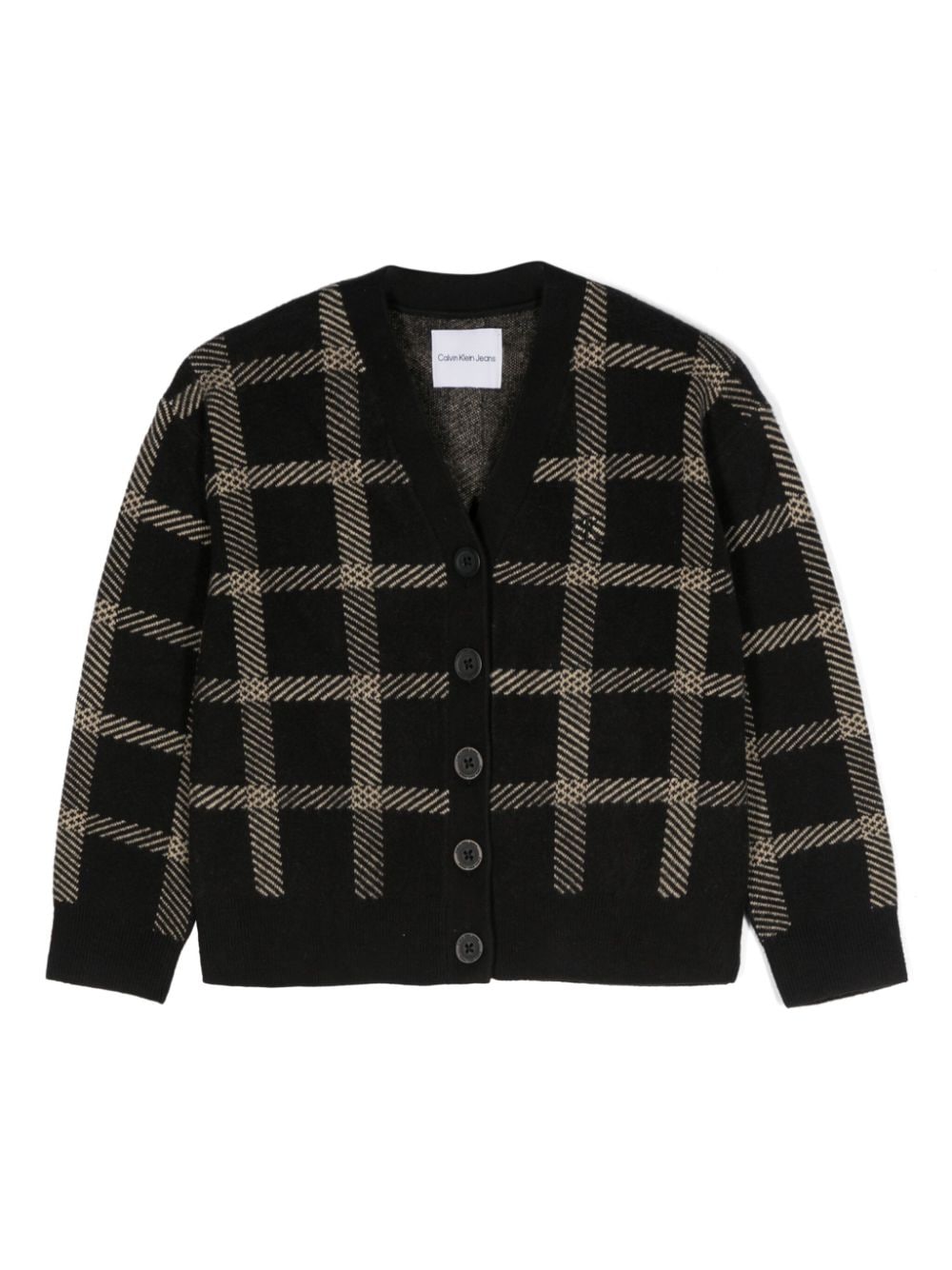 Cardigan per bambino Calvin Klein Kids nero a quadri - Rubino Kids