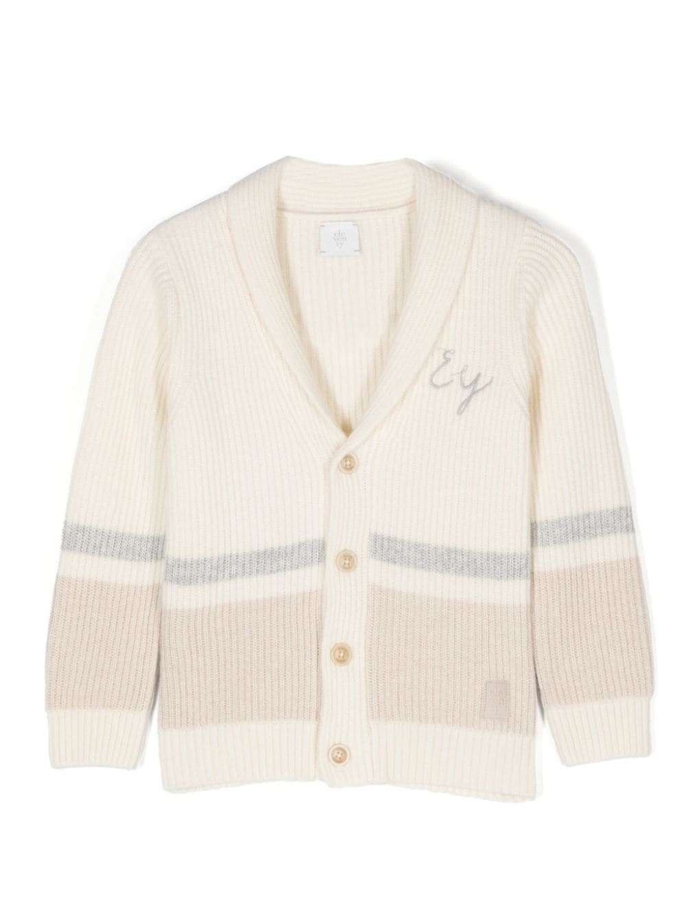 Cardigan per bambino Eleventy Kids beige con dettagli a righe - Rubino Kids