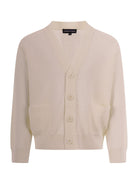 Cardigan per bambino Emporio Armani Kids beige con texture traforata - Rubino Kids