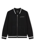 Cardigan per bambino Givenchy Kids nero con zip e dettagli a contrasto bianchi - Rubino Kids