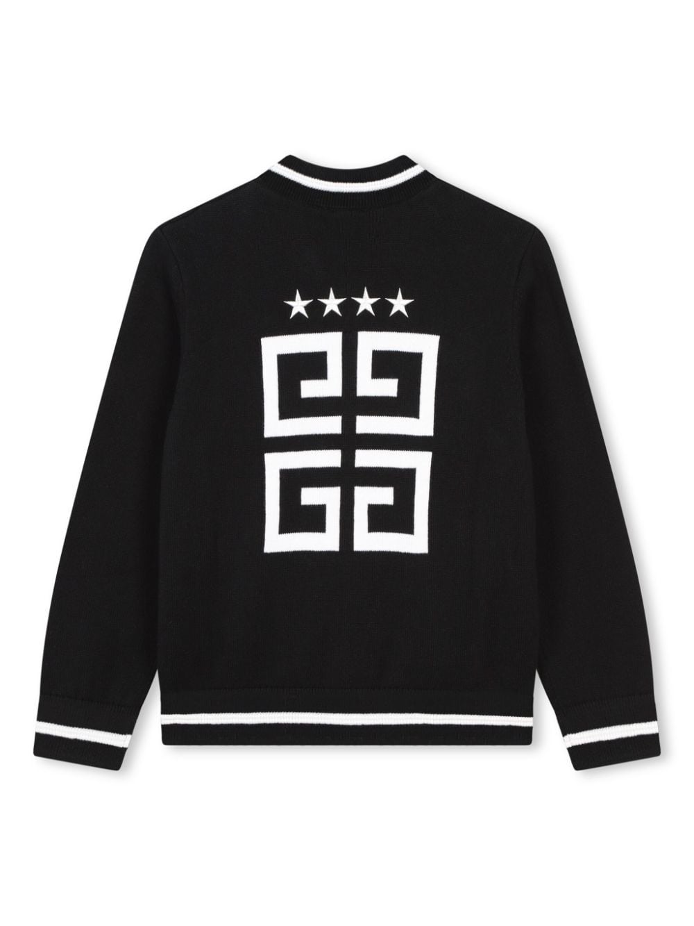 Cardigan per bambino Givenchy Kids nero con zip e dettagli a contrasto bianchi - Rubino Kids