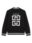 Cardigan per bambino Givenchy Kids nero con zip e dettagli a contrasto bianchi - Rubino Kids