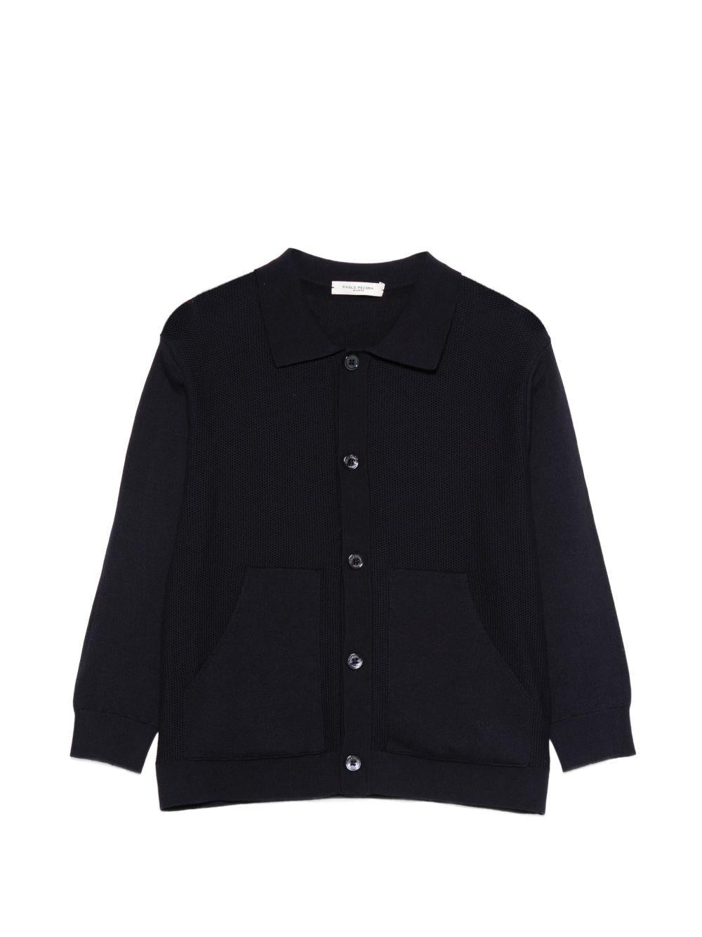 Cardigan per bambino Paolo Pecora Kids blu con bottoni e tasche - Rubino Kids