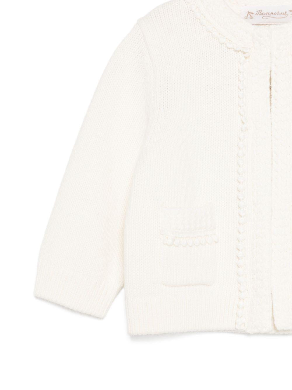 Cardigan per neonata Bonpoint bianco con dettagli in rilievo - Rubino Kids