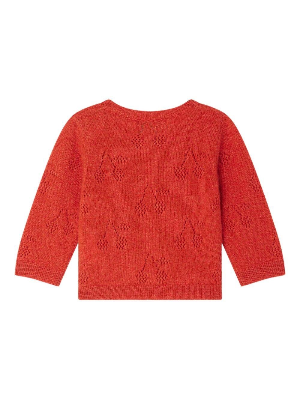Cardigan per neonata Bonpoint rosso con motivo a ciliegie - Rubino Kids