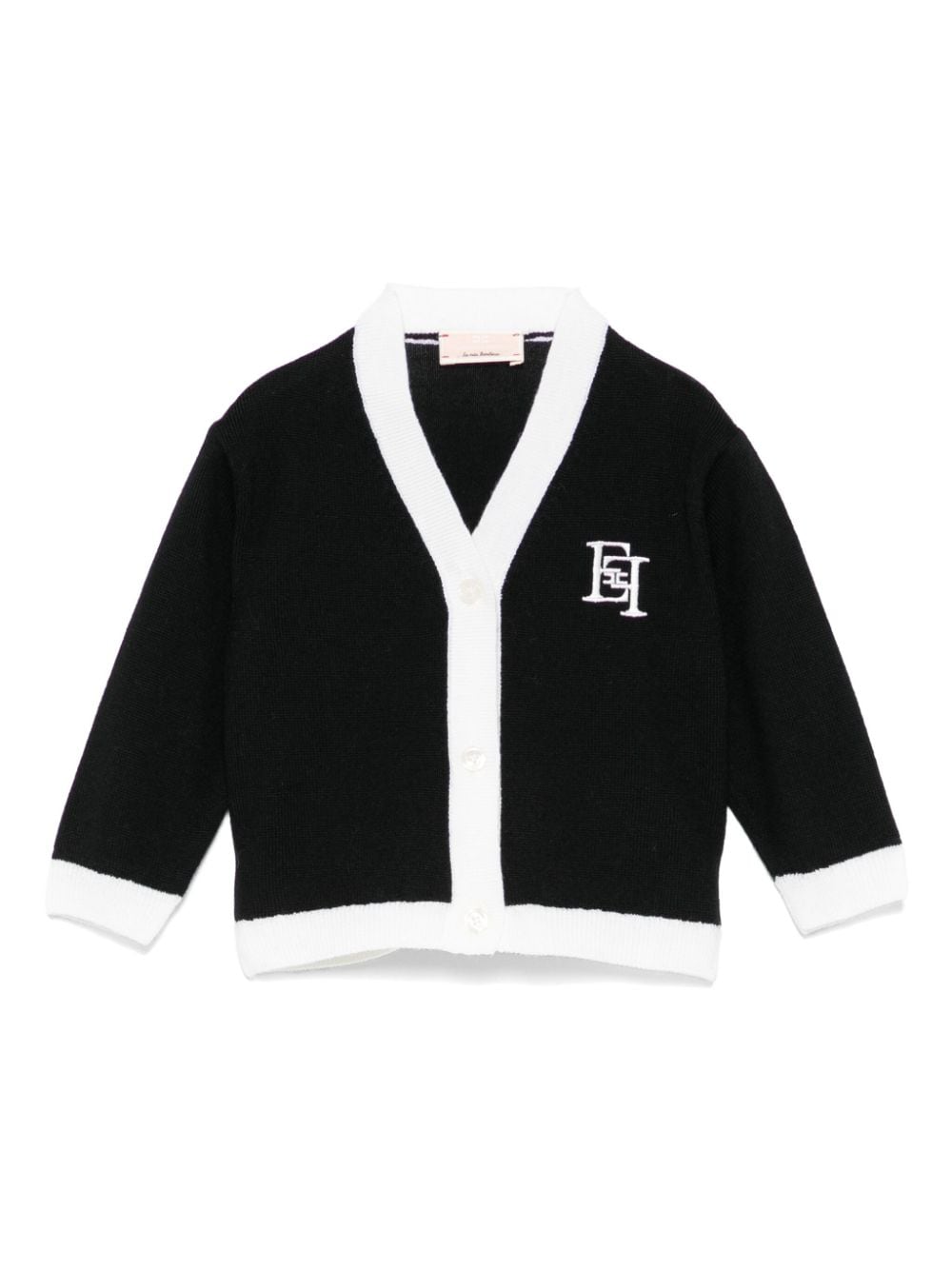 Cardigan per neonata Elisabetta Franchi La Mia Bambina nero con bordino a contrasto - Rubino Kids