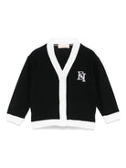 Cardigan per neonata Elisabetta Franchi La Mia Bambina nero con bordino a contrasto - Rubino Kids