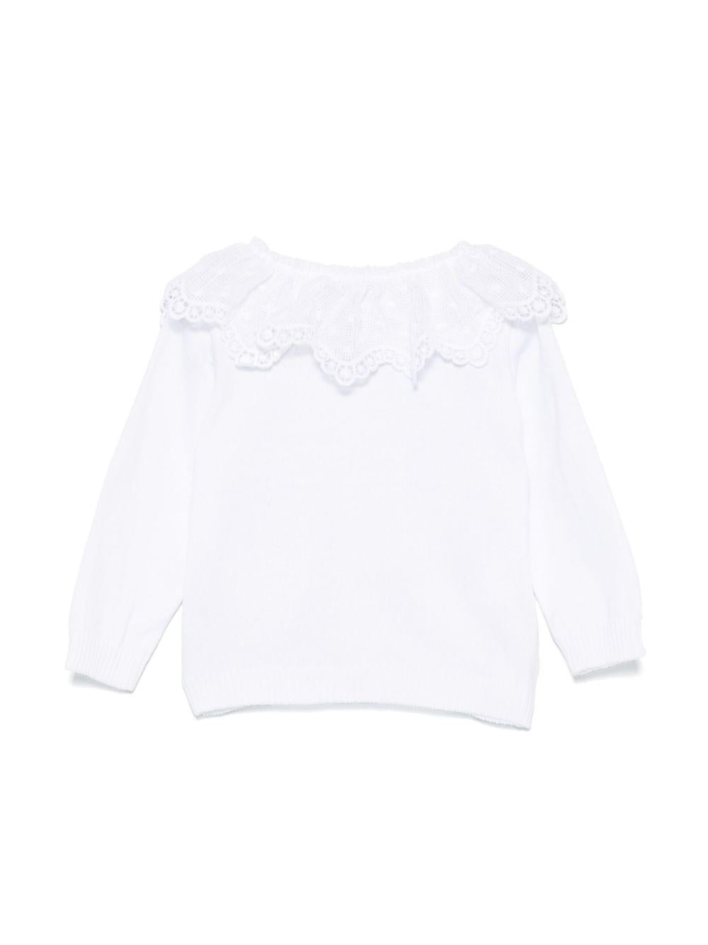 Cardigan per neonata JESURUM BABY Clara bianco con colletto in pizzo - Rubino Kids