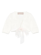 Cardigan per neonata La Stupenderia bianco in cotone con orlo e polsini a coste - Rubino Kids