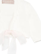 Cardigan per neonata La Stupenderia bianco in cotone con orlo e polsini a coste - Rubino Kids