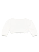 Cardigan per neonata La Stupenderia bianco in cotone con polsini a coste - Rubino Kids