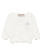 Cardigan per neonata La Stupenderia bianco in cotone con tasca applicata sul petto - Rubino Kids
