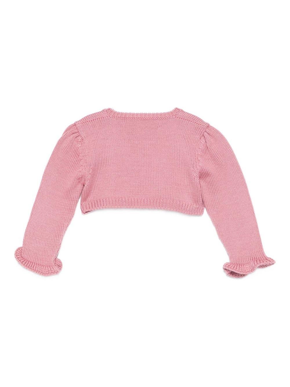 Cardigan per neonata La Stupenderia rosa con polsini arricciati - Rubino Kids