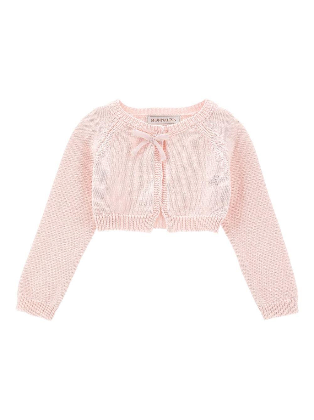 Cardigan per neonata Monnalisa rosa con decorazione fiocco - Rubino Kids